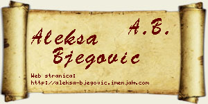 Aleksa Bjegović vizit kartica
